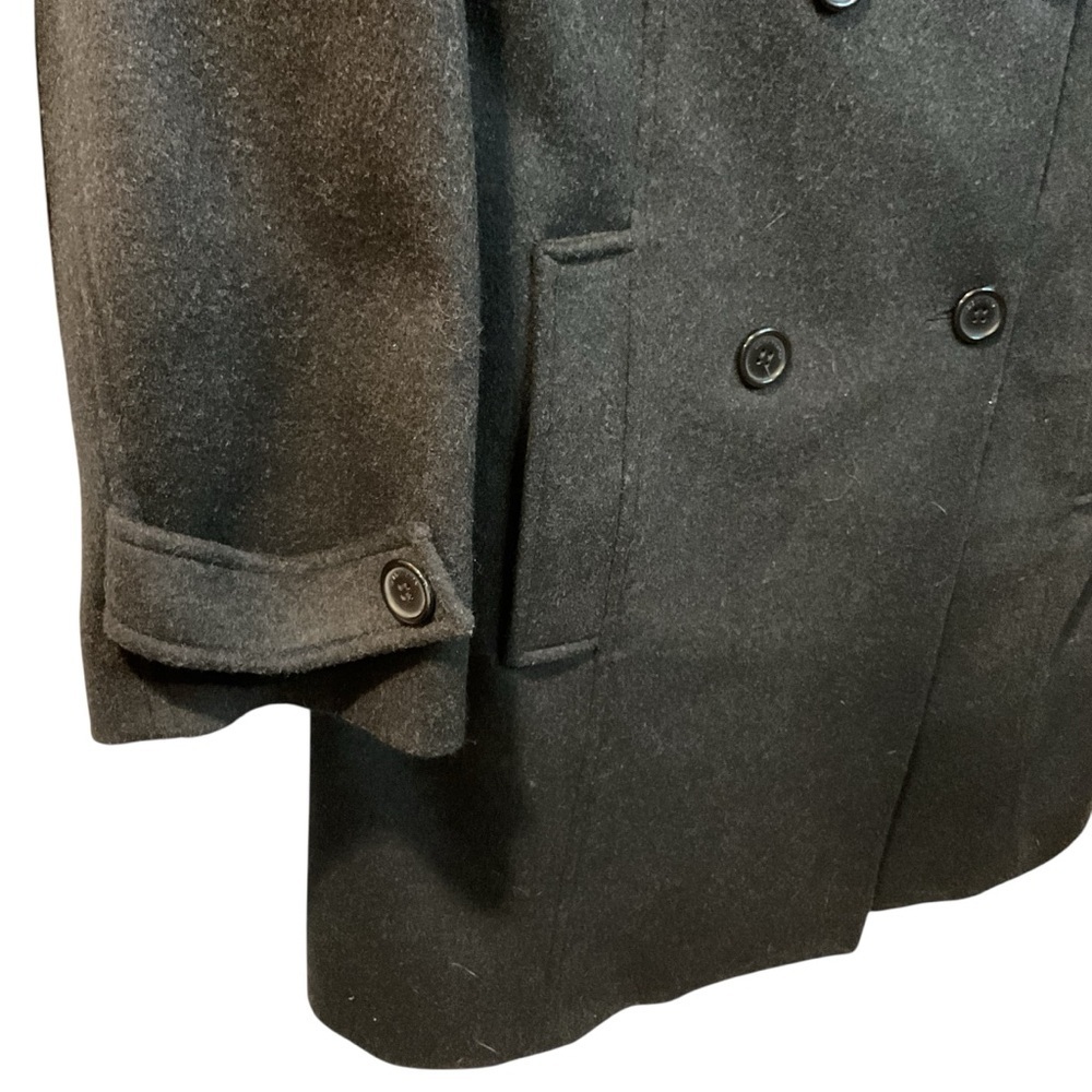 Liz Claiborne Black Brushed 100% Wool Double-Breasted Women’s Coat Size 12 - Picture 4 of 8